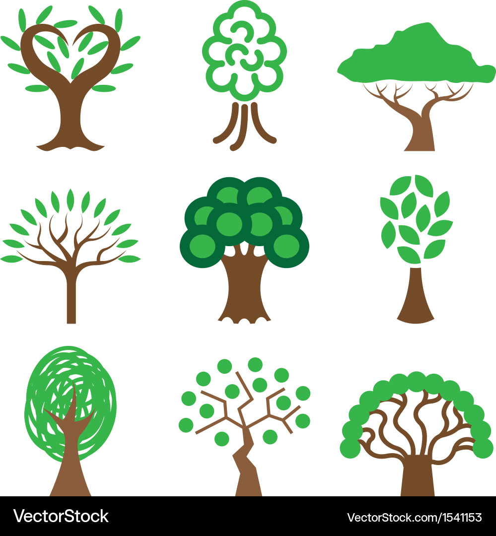 Tree Icon Set vector image