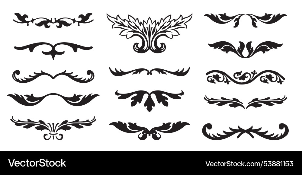 Vintage Leaf Divider Set Vector Image