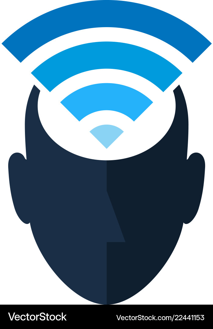 Wifi Head Icon - Network & Connection Vector Image