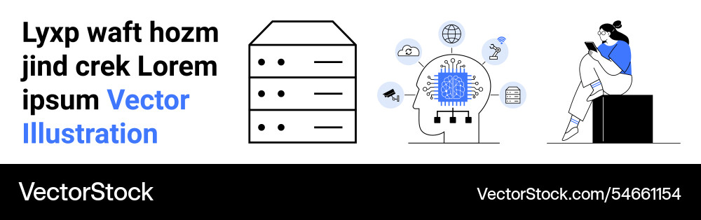 Conceptual data management and ai analysis Conceptual data management and ai analysis vector image