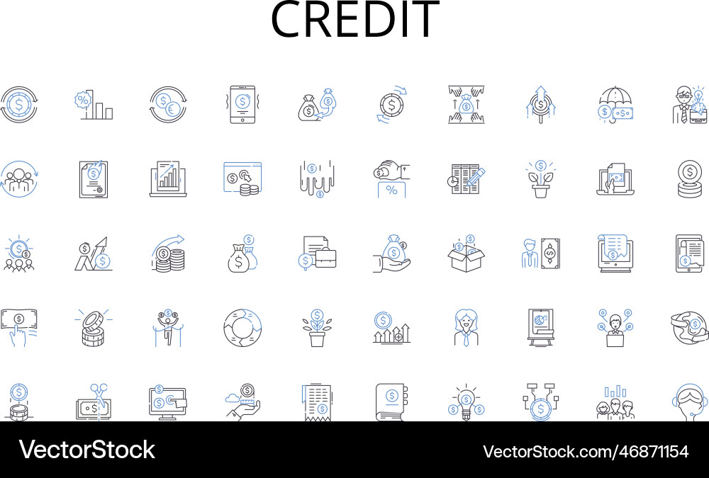 Credit line icons collection collaboration unity Credit line icons collection collaboration unity vector image