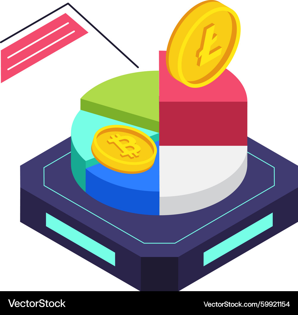 Cryptocurrency Pie Chart Isometric – Royalty-Free Vector | VectorStock