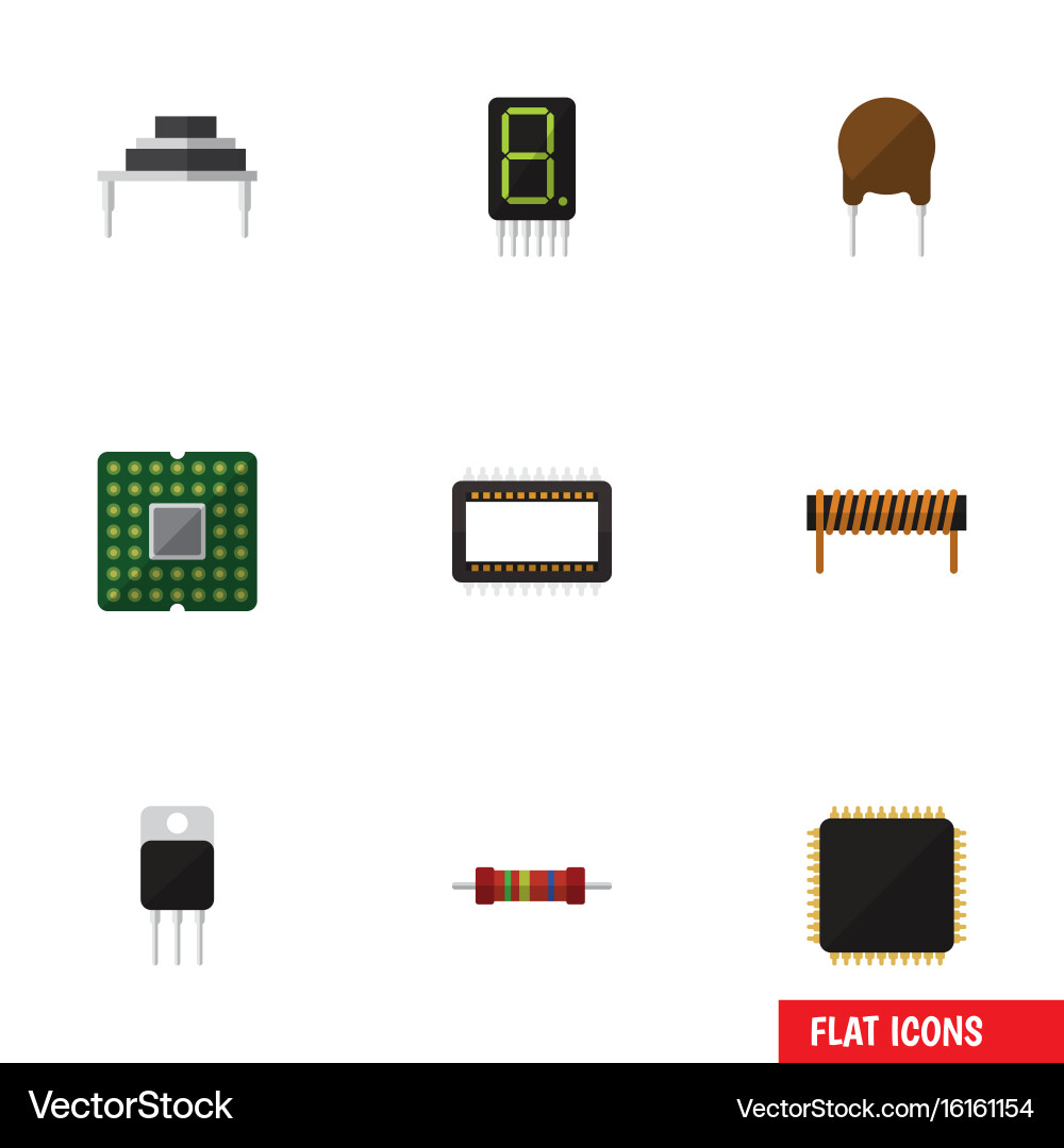 Flat icon appliance set of cpu display triode vector image