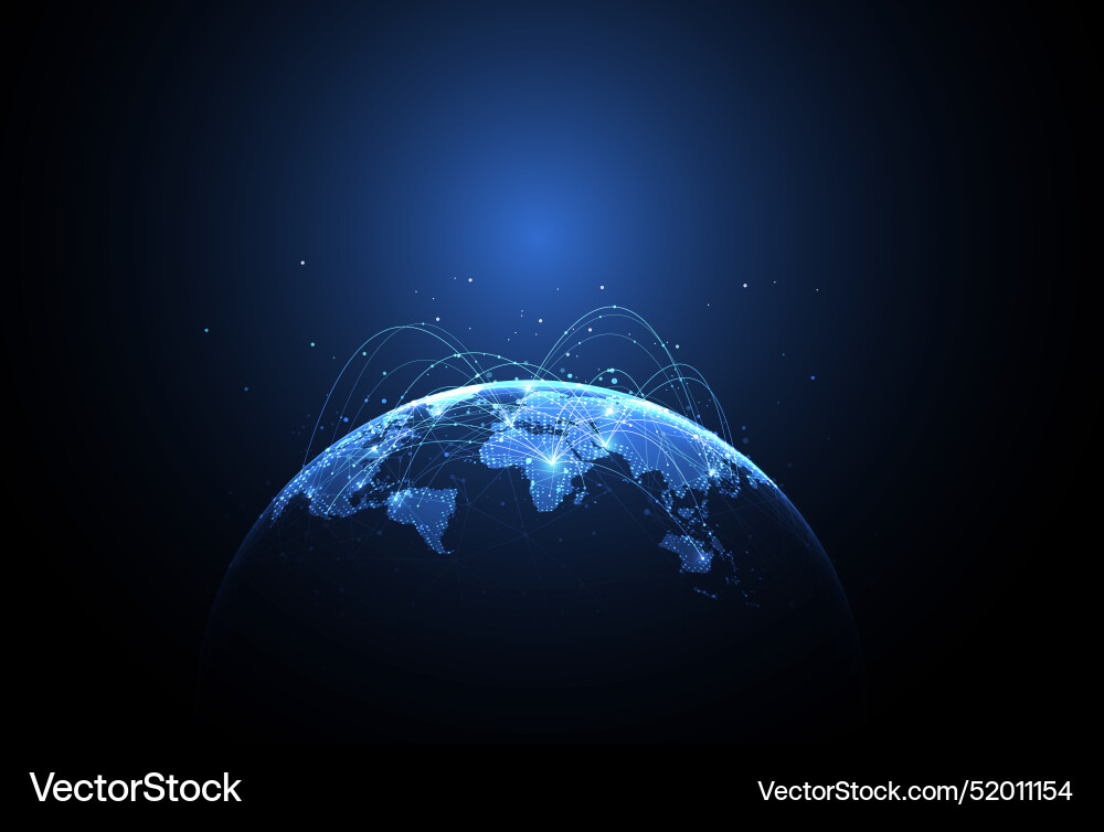 Global network connection world map point Global network connection world map point vector image