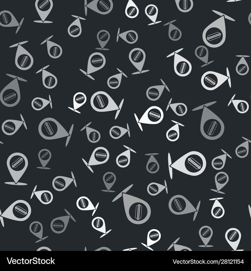 Grey map pointer with fast food hotdog icon Grey map pointer with fast food hotdog icon Vector Image
