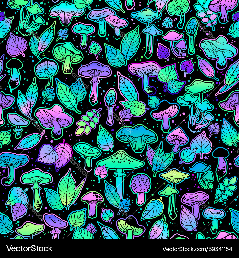 Iridescent Mushroom Pattern vector image