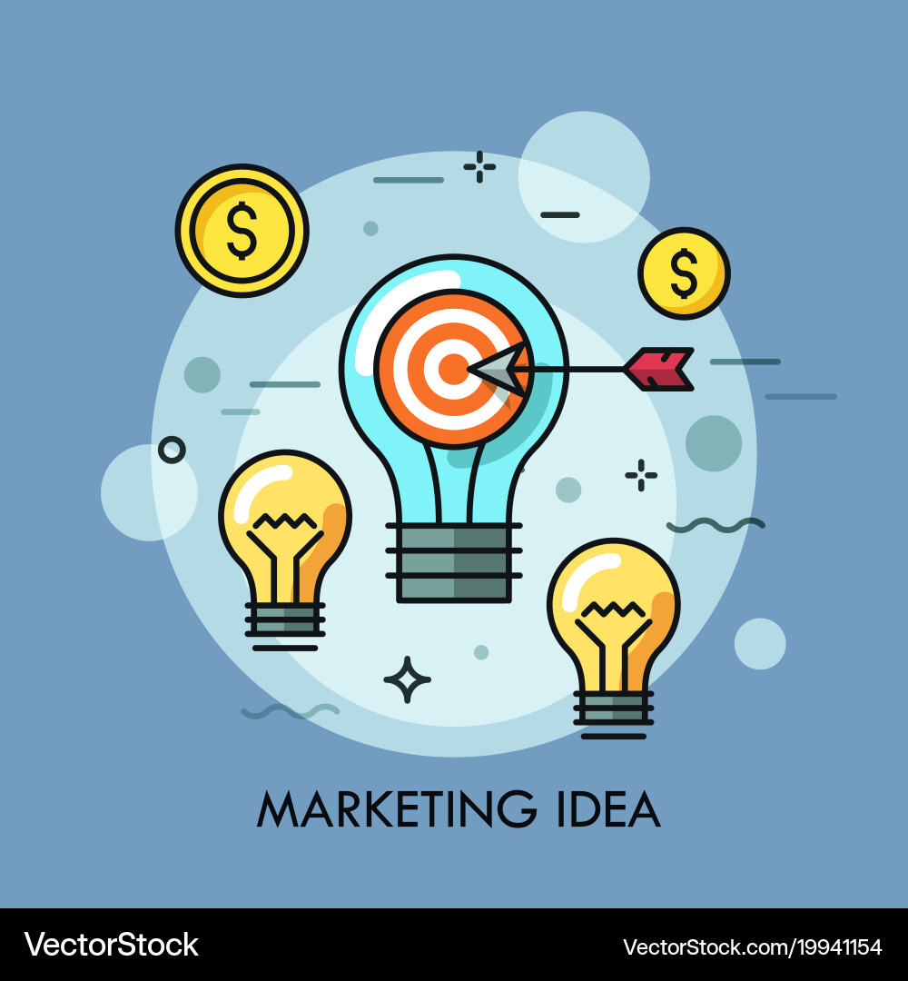 Light bulb with shooting target and arrow Vector Image