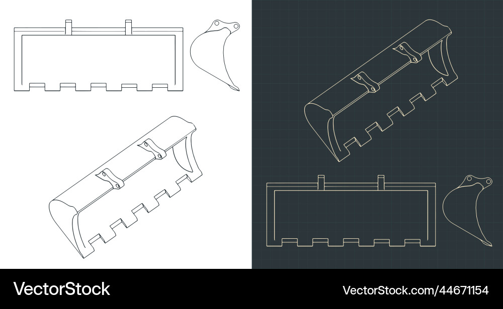 Loader bucket blueprints Vector Image