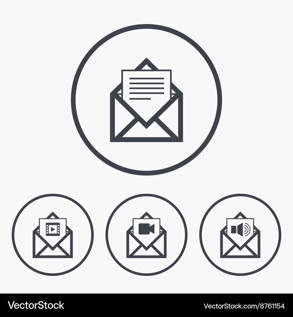 Mail envelope icons message document symbols Vector Image