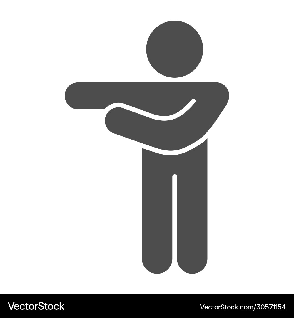 Man pointing with arms to left solid icon Man pointing with arms to left solid icon vector image