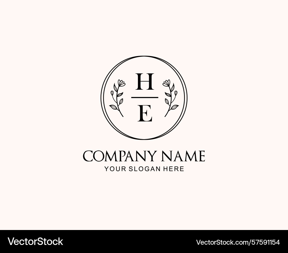 Minimalist he monogram logos with botanical Vector Image
