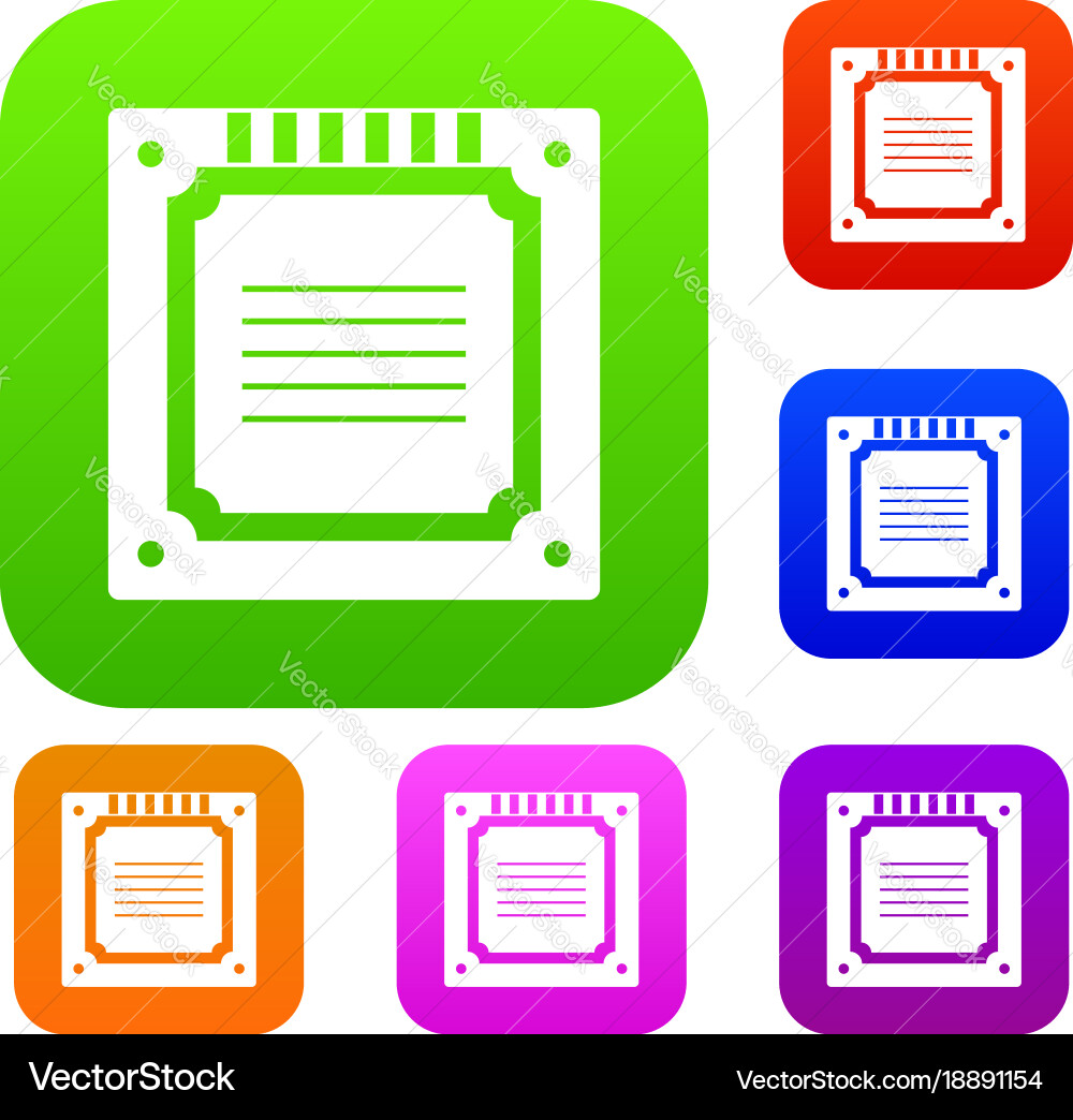Modern multicore cpu set color collection vector image