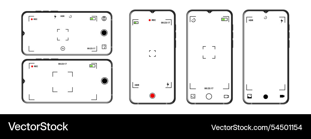 Photo video interface with digital zoom and timer Vector Image