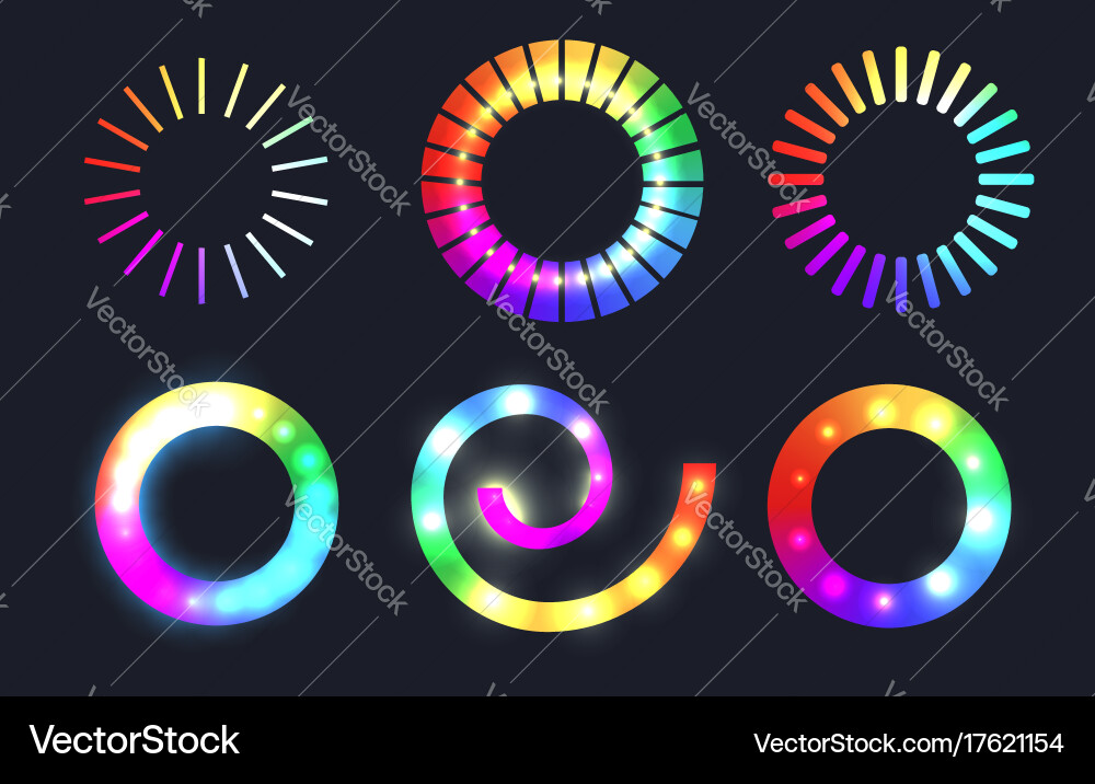 Rainbow Loading Sliders with Sparkles Vector Image
