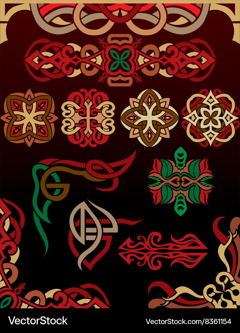 Retro element icon set vector image