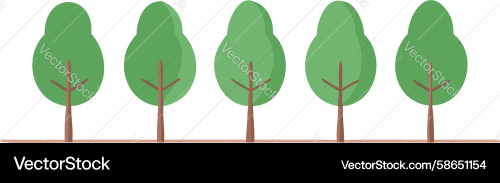 Row of small rounded trees design generative ai Vector Image
