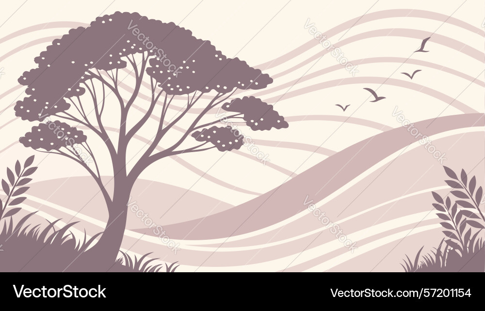 Rustic landscape with lone tree generative ai Vector Image