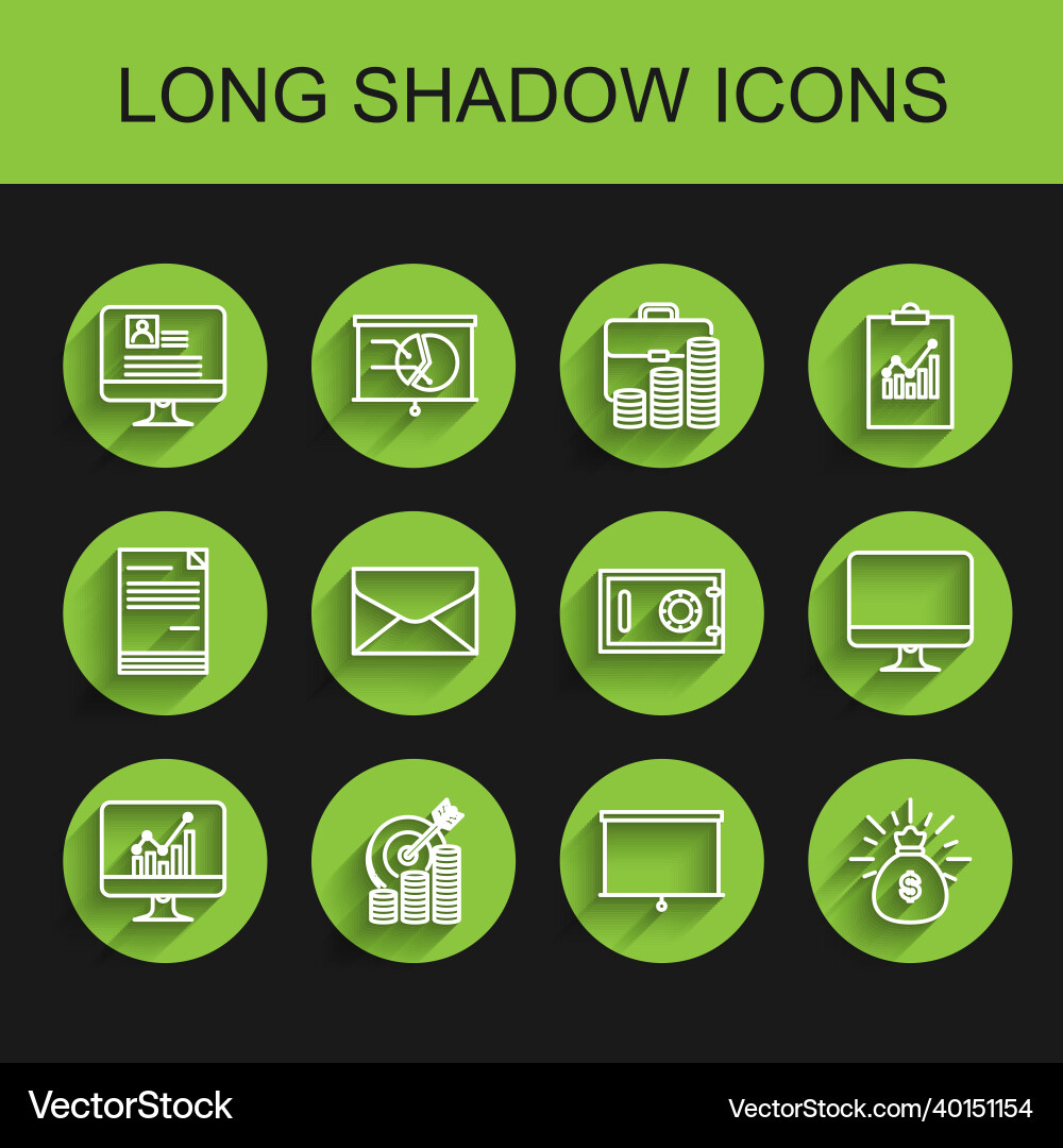 Set line computer monitor with graph chart target vector image