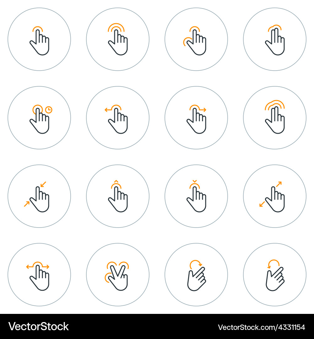 Set of thin line touch gestures icons vector image