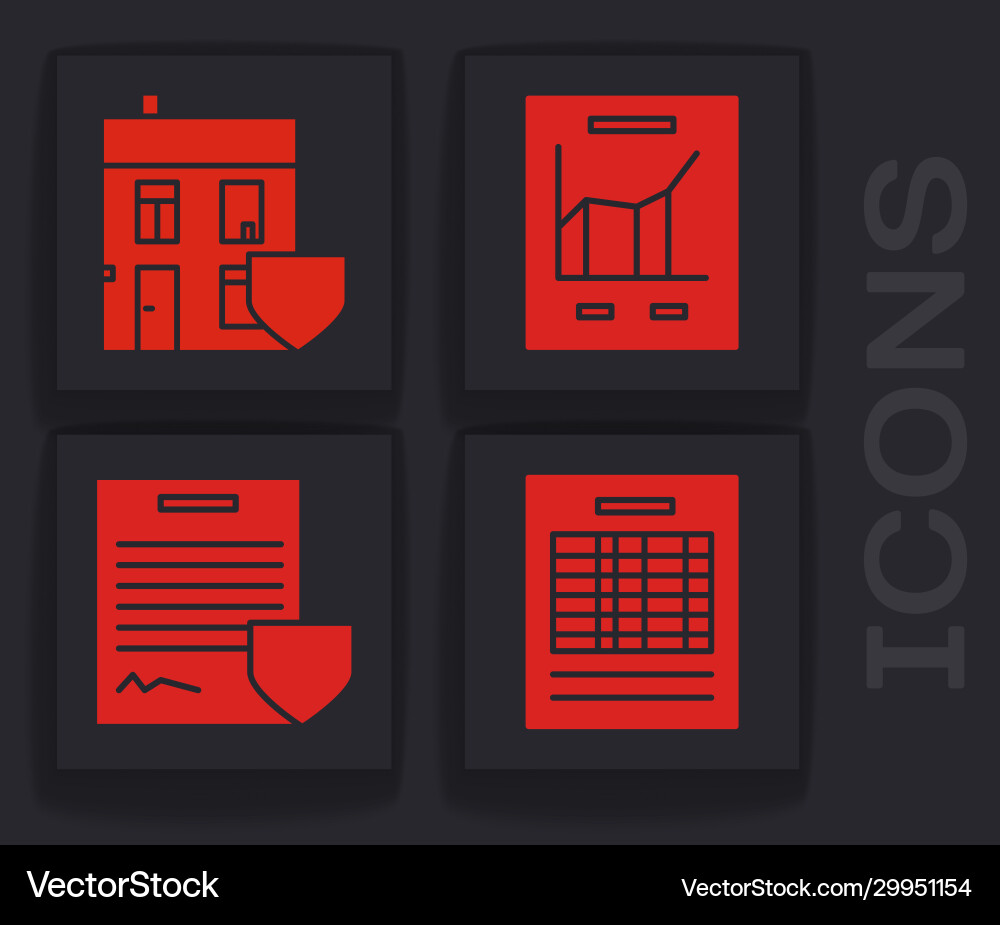 Set report file document house with shield Set report file document house with shield vector image