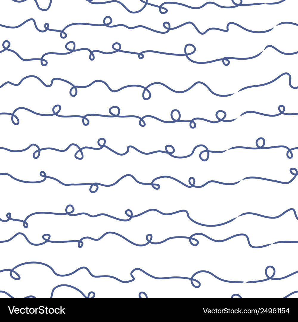 Wavy lines seamless pattern with loops hand drawn Wavy lines seamless pattern with loops hand drawn vector image