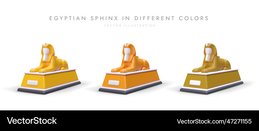 3d egyptian sphinx in different colors set 3d egyptian sphinx in different colors set vector image