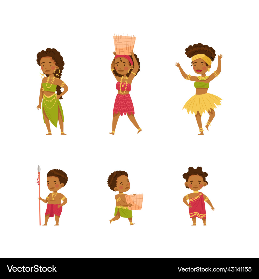 African native tribe people in traditional clothes African native tribe people in traditional clothes vector image