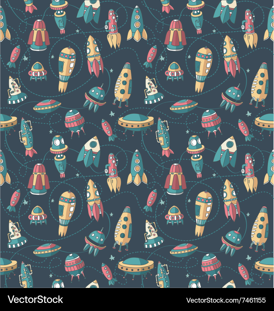 Background spaceships pattern shuttles vector image
