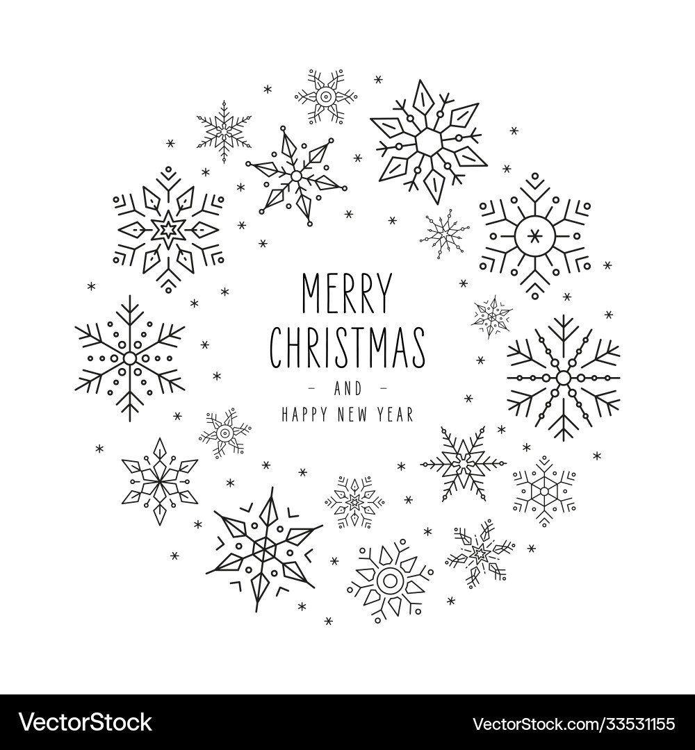 Christmas snowflakes elements wreath circle Christmas snowflakes elements wreath circle vector image