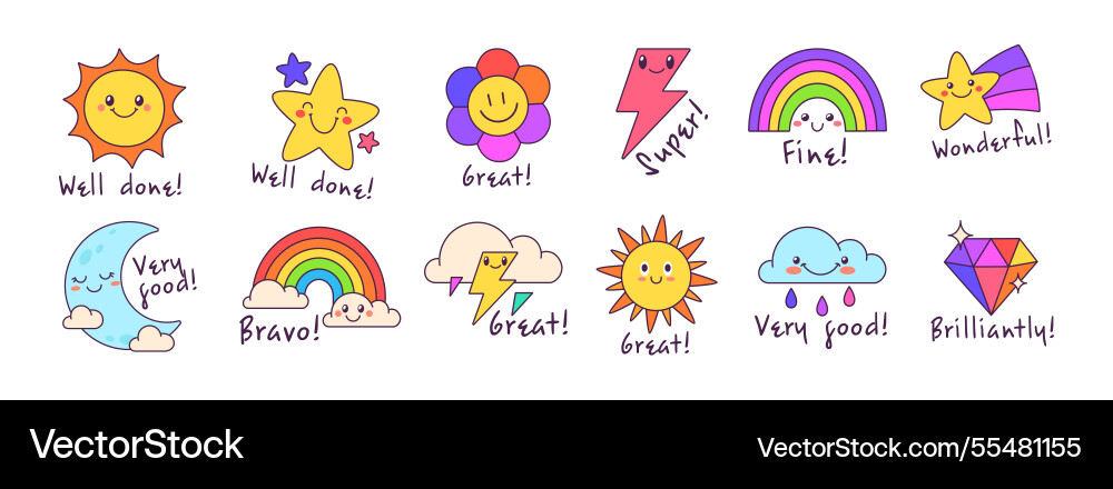 Fun elements with emoticons and support Vector Image