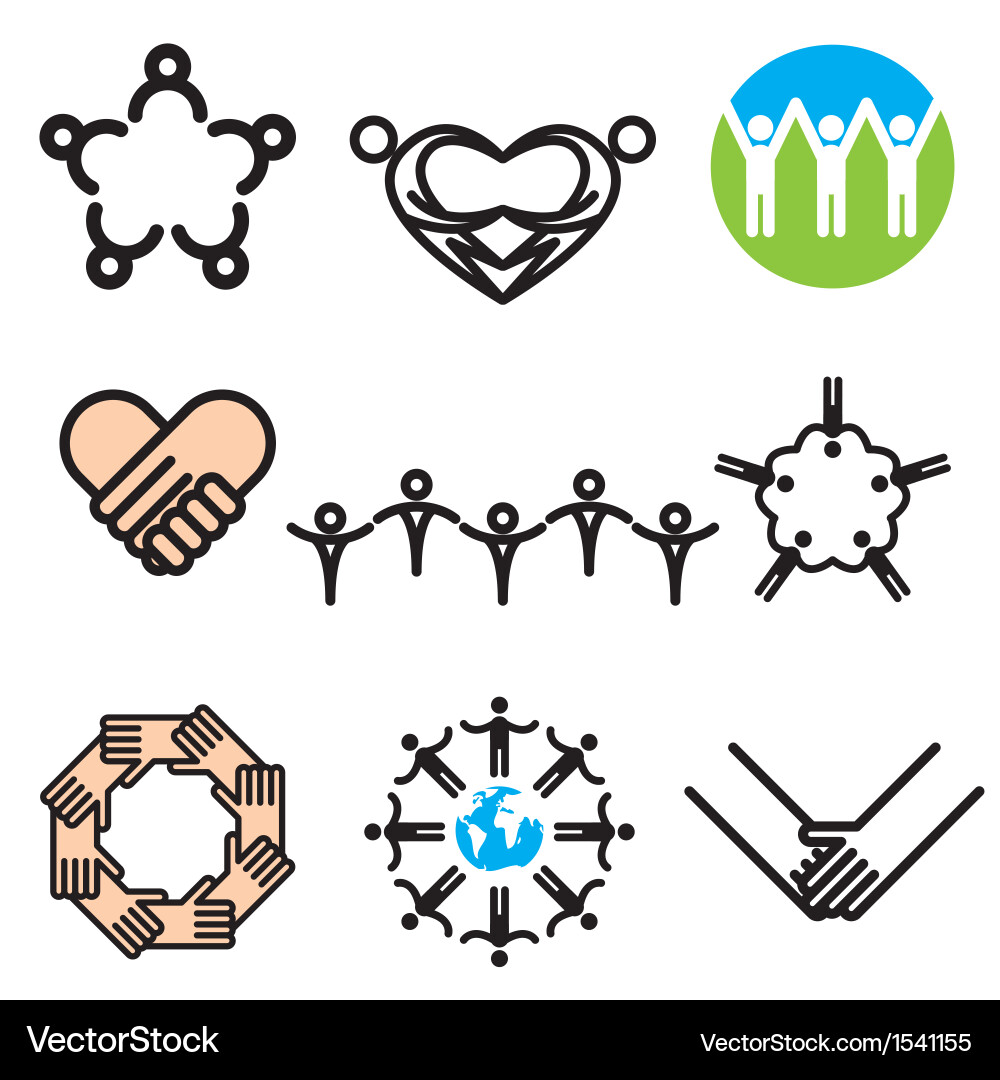 Hand Icon Set - Unity & Connection vector image
