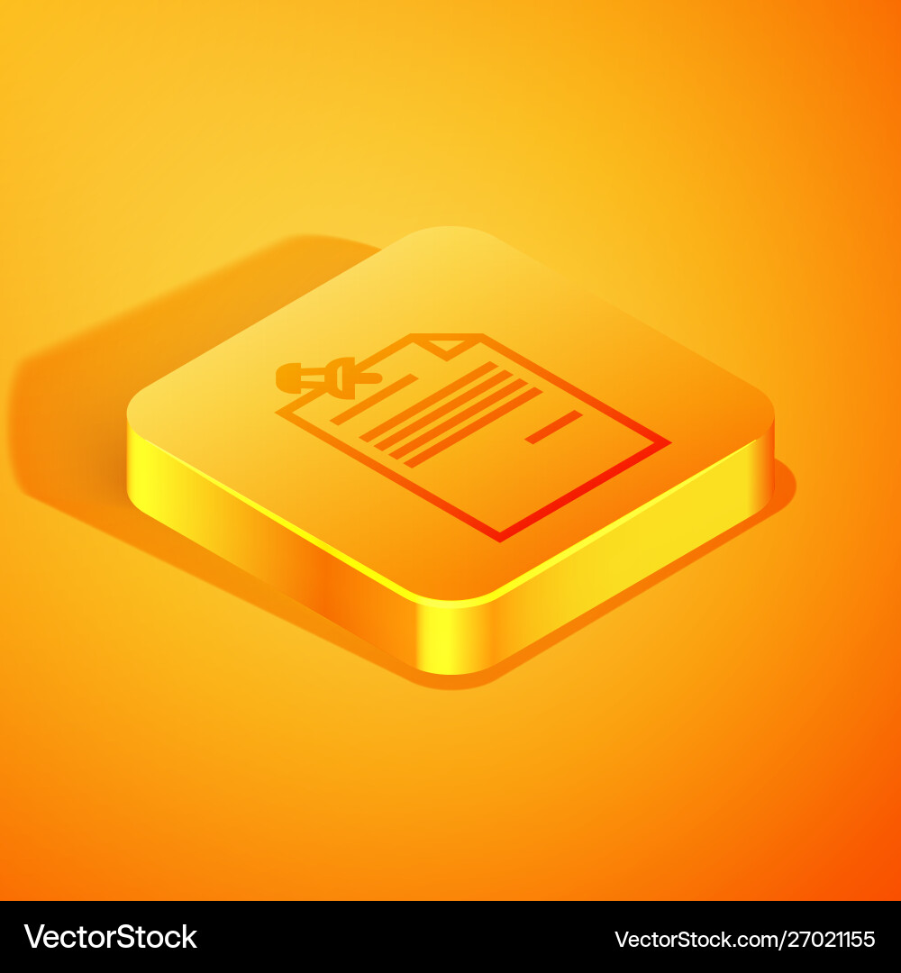 Isometric line note paper with pinned pushbutton Isometric line note paper with pinned pushbutton Vector Image