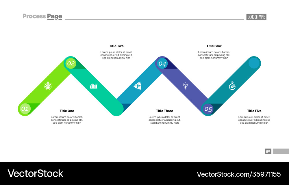 Line chart with five elements template Vector Image