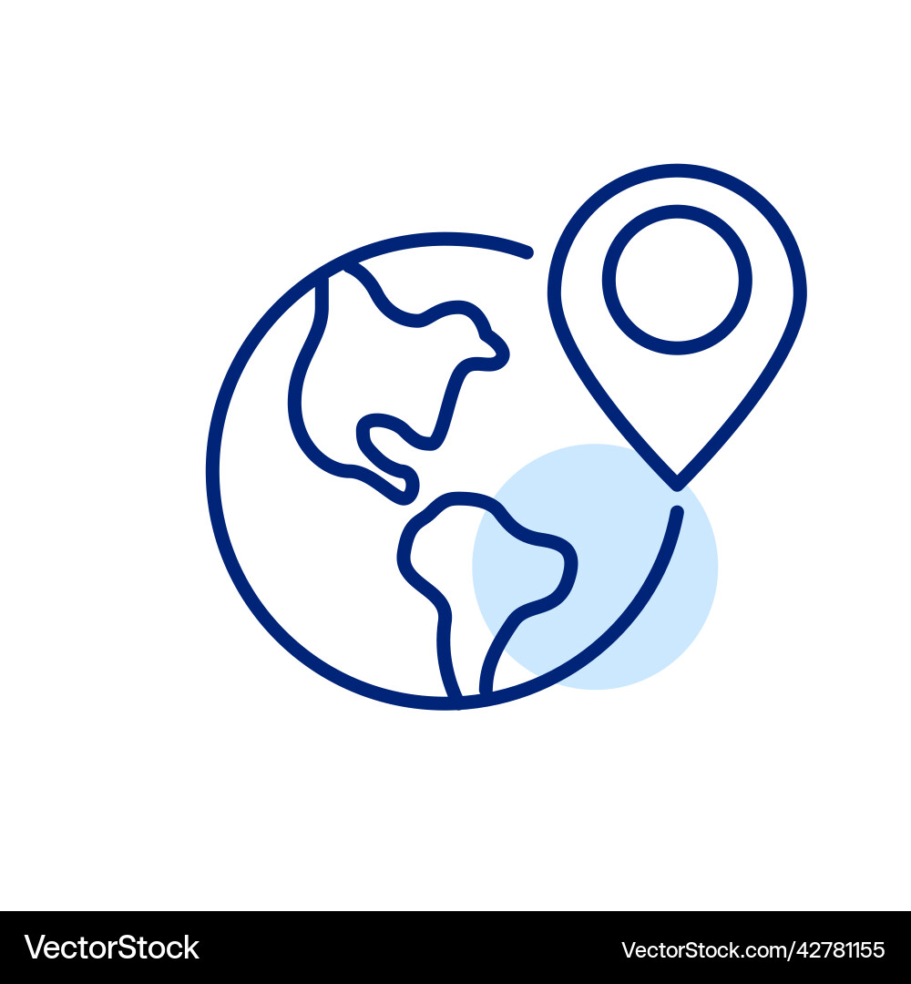 Location map pointer on the globe pixel perfect vector image