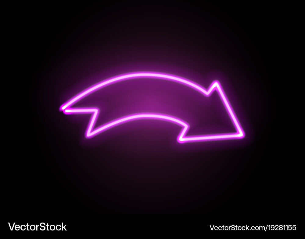 Neon glowing arrow pointer set on dark background vector image