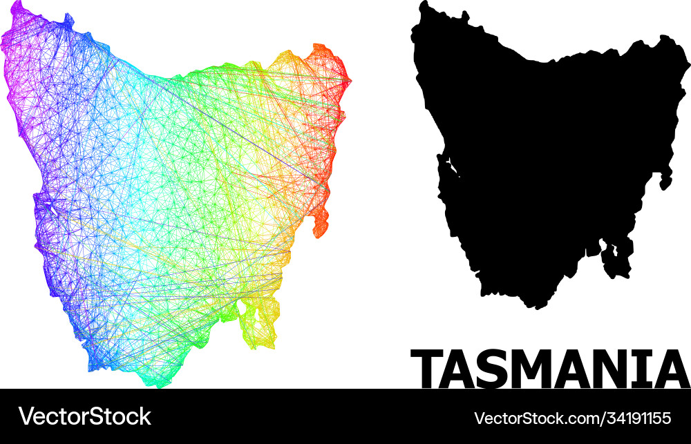 Net map tasmania island with spectrum gradient Net map tasmania island with spectrum gradient Vector Image