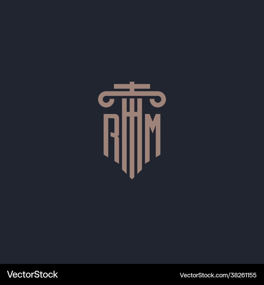 Rm initial logo monogram with pillar style design Vector Image