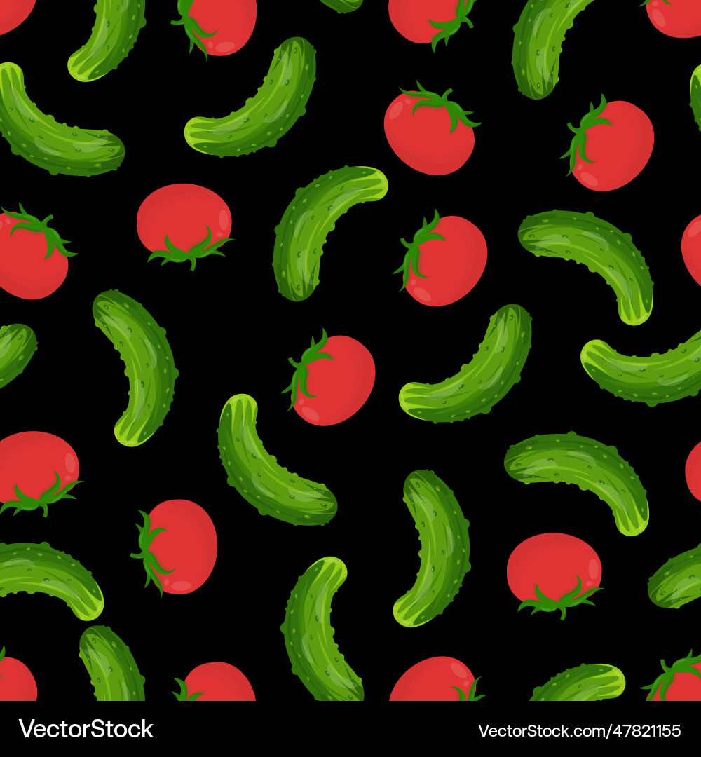 Seamless pattern with green cucumbers and red Seamless pattern with green cucumbers and red Vector Image