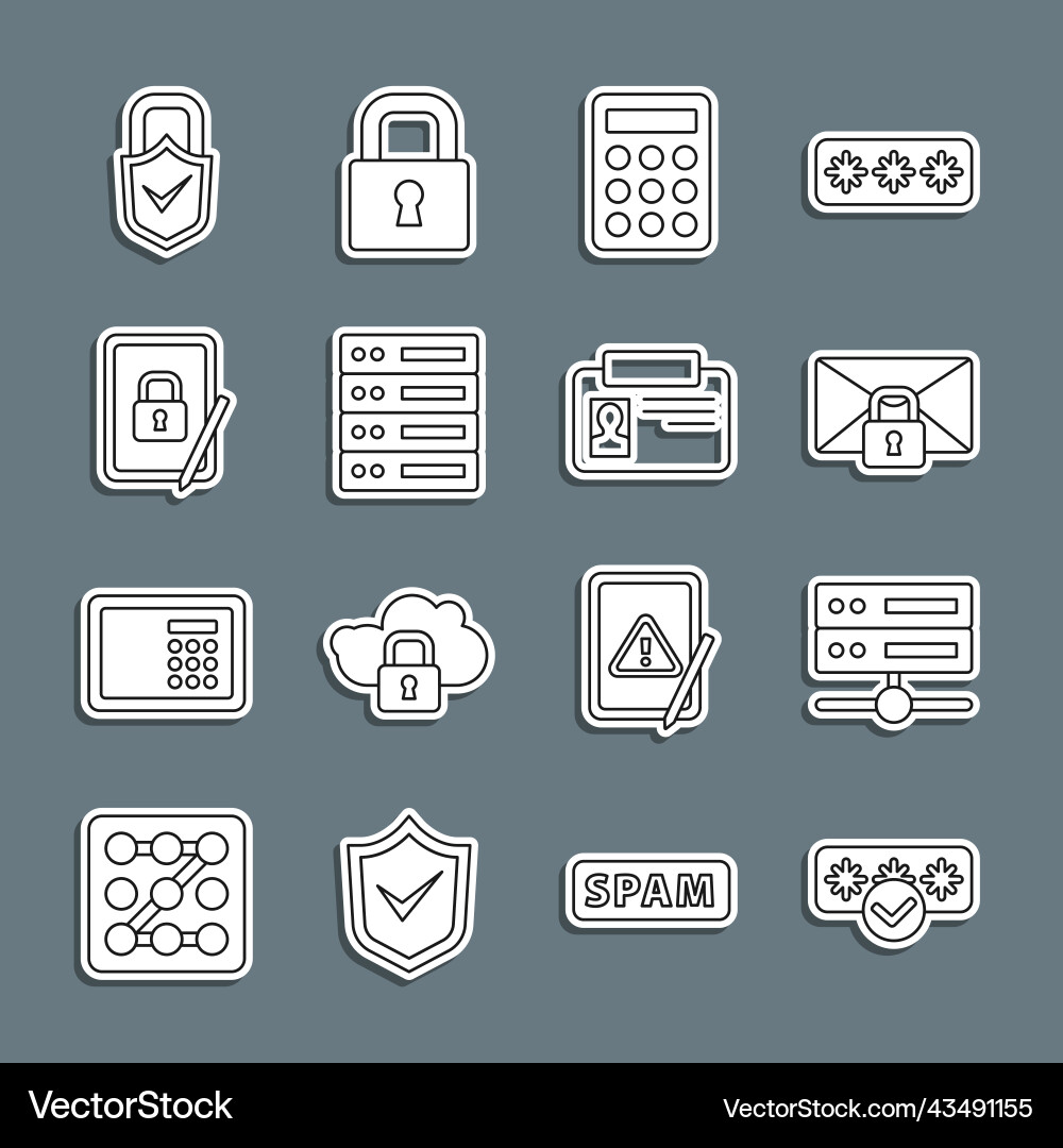 Set line password protection server data web Set line password protection server data web vector image