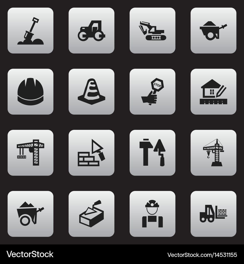 Set of 16 editable structure icons includes Vector Image