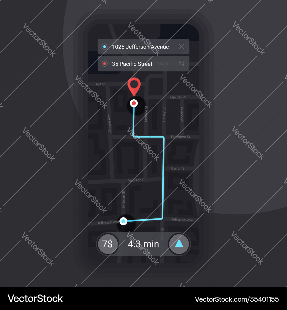 Taxi Navigation App UI Vector Image