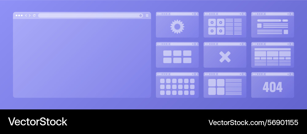Web browser window transparent pages layout vector image