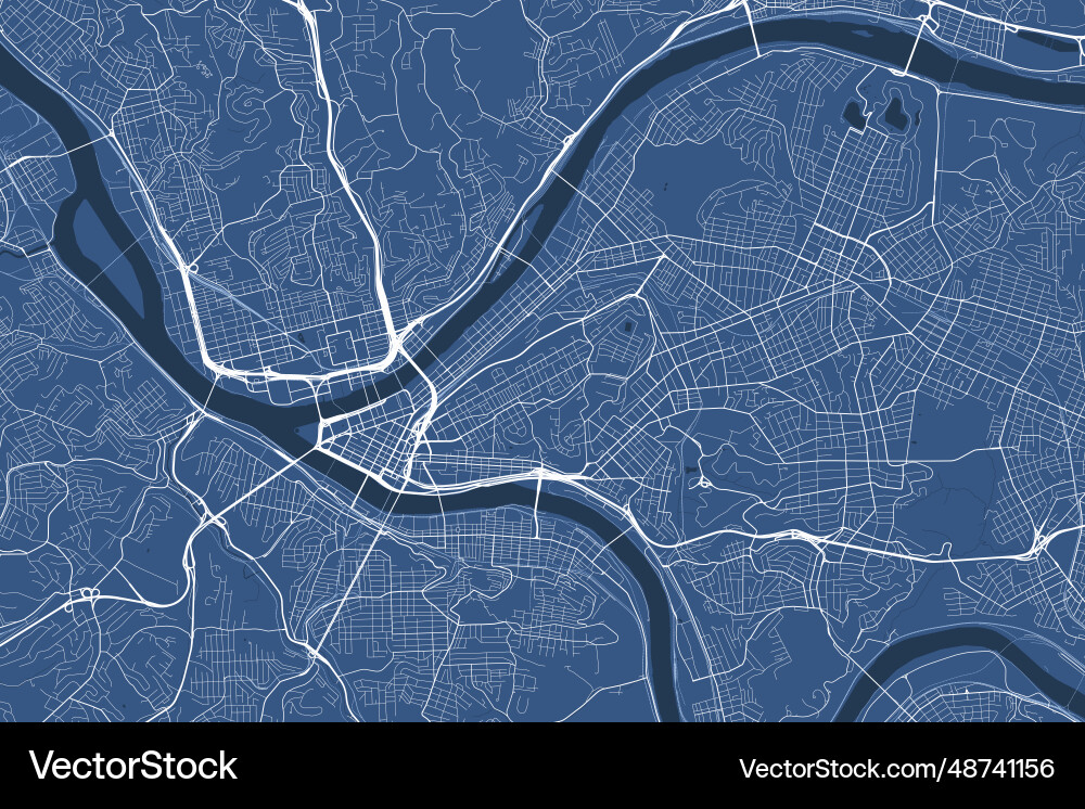 Blue pittsburgh map pennsylvania united states Blue pittsburgh map pennsylvania united states vector image