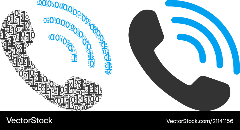 Call ring mosaic of binary digits Vector Image