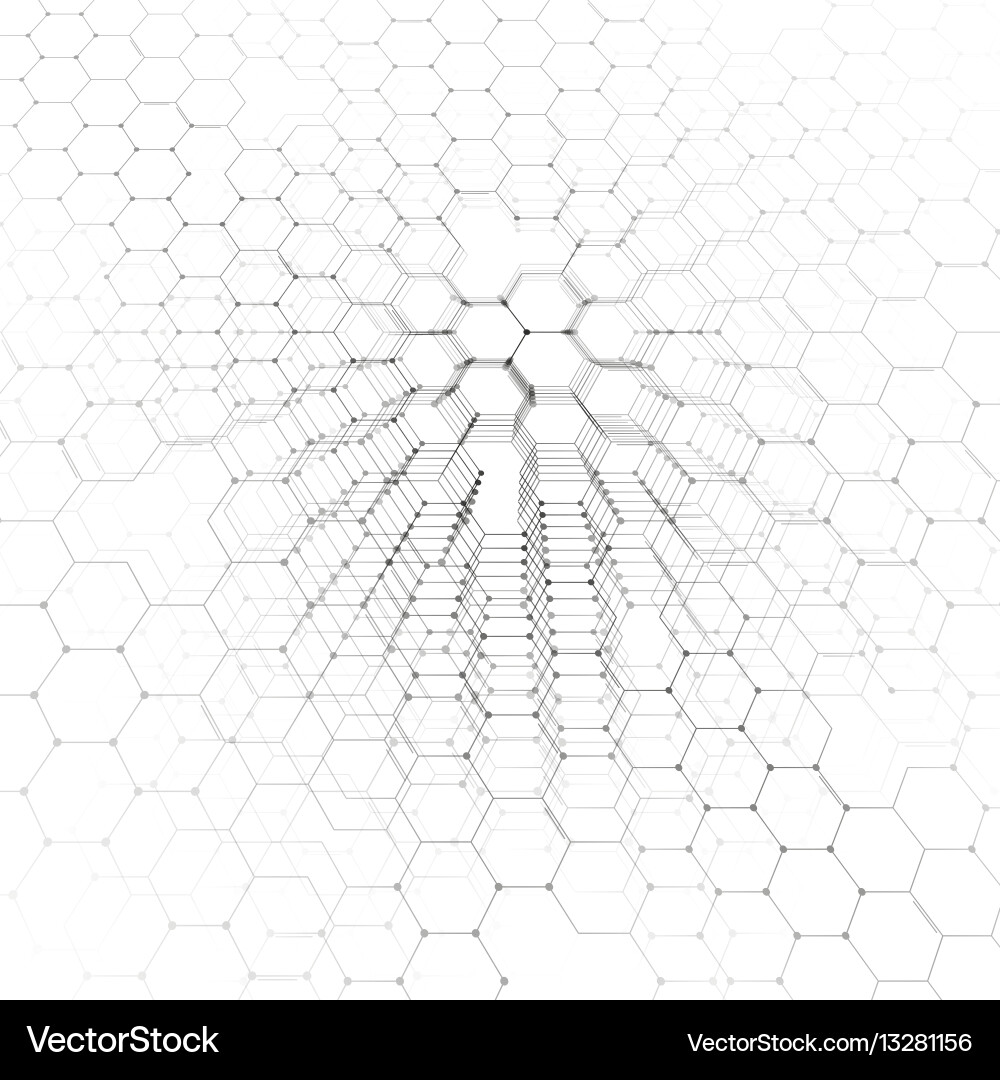 Chemistry 3d pattern hexagonal molecule structure vector image