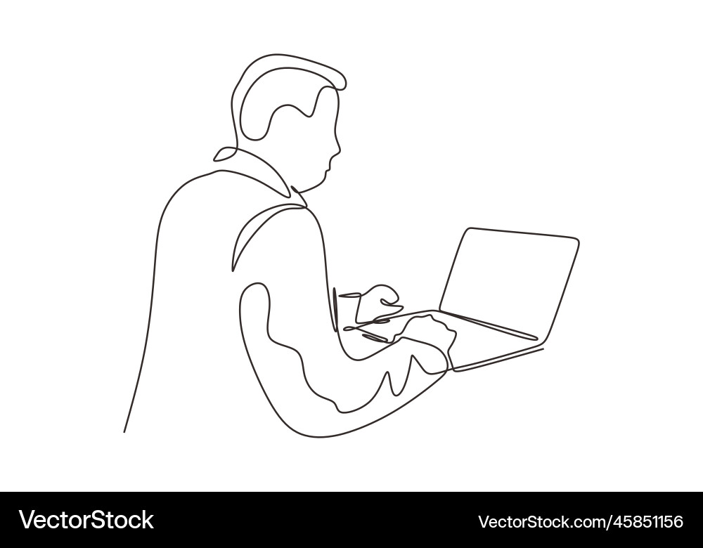 Continuous one line drawing of man working Continuous one line drawing of man working vector image