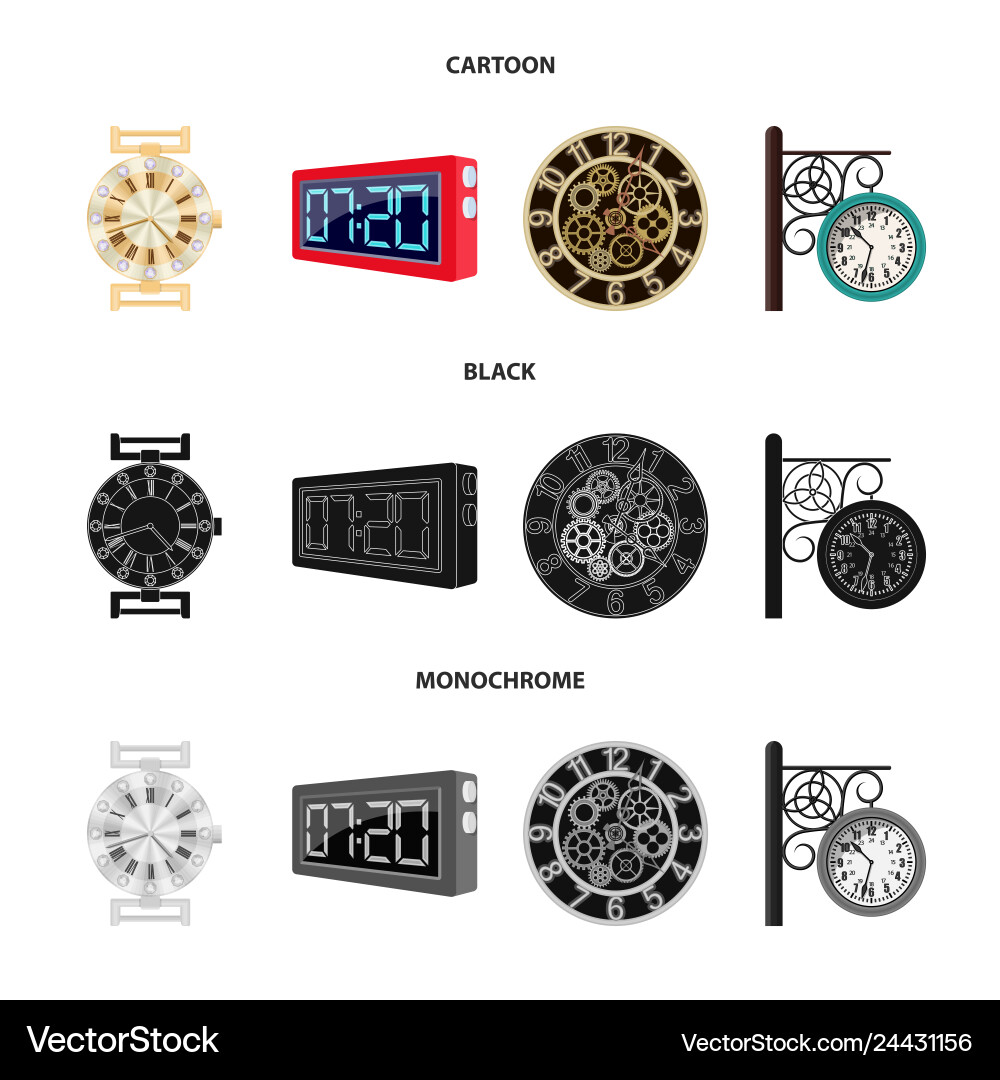 Design of clock and time symbol set Design of clock and time symbol set vector image