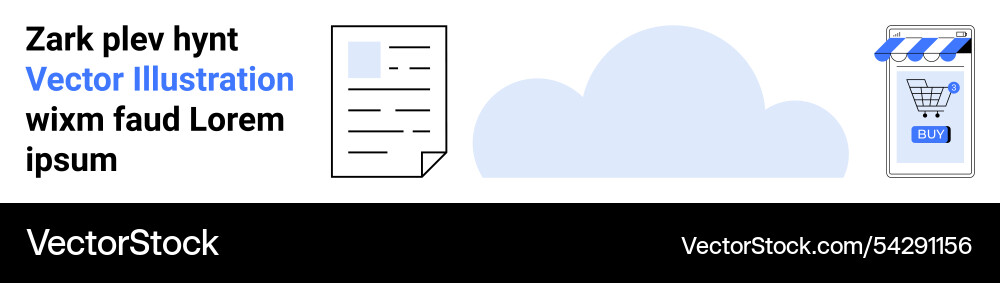 Document with text blue cloud and shopping app Vector Image