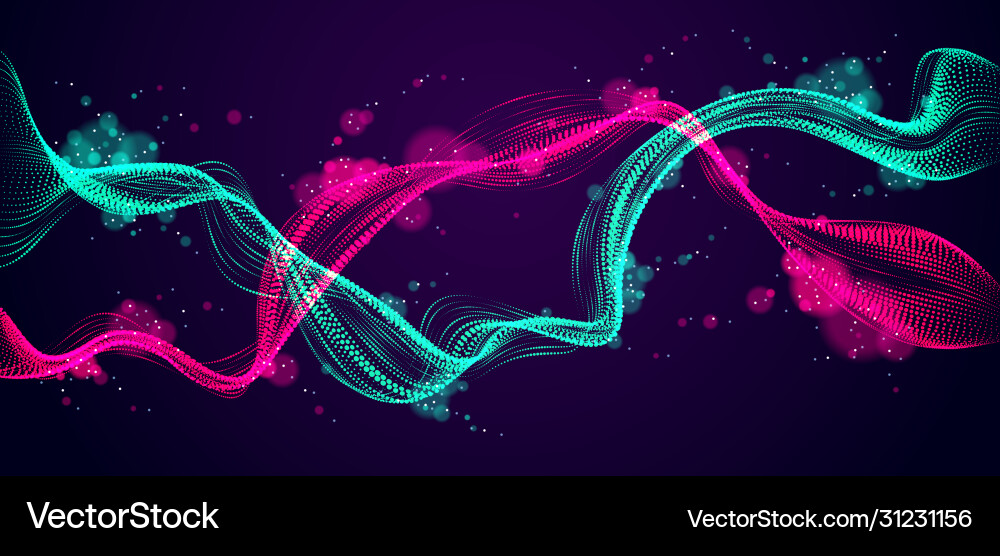 Dynamic particles mutual sound wave flowing over Dynamic particles mutual sound wave flowing over vector image