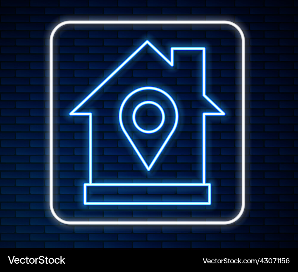 Glowing neon line map pointer with house icon Glowing neon line map pointer with house icon vector image